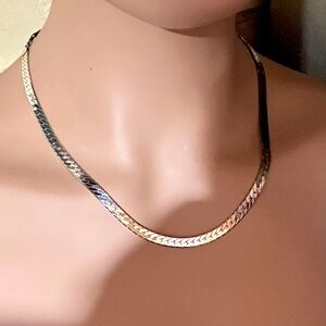 L-11: 20” Long Wide - Heavy 925 Italy Silver Mirror Polish Shine Herringbone